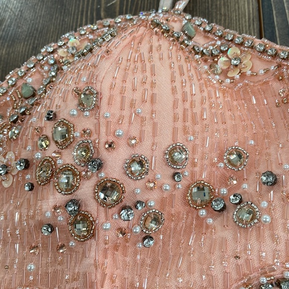 🌟Host Pick🌟Peach Rachel Allan Two Piece Sequined Gown - Picture 6 of 15